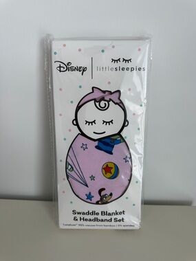 Disney Little Sleepies Swaddle Blanket & Headband Set - Pink Toy Print